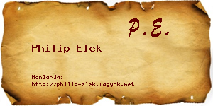 Philip Elek névjegykártya